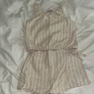 Striped Sleeveless Top and Shorts Set